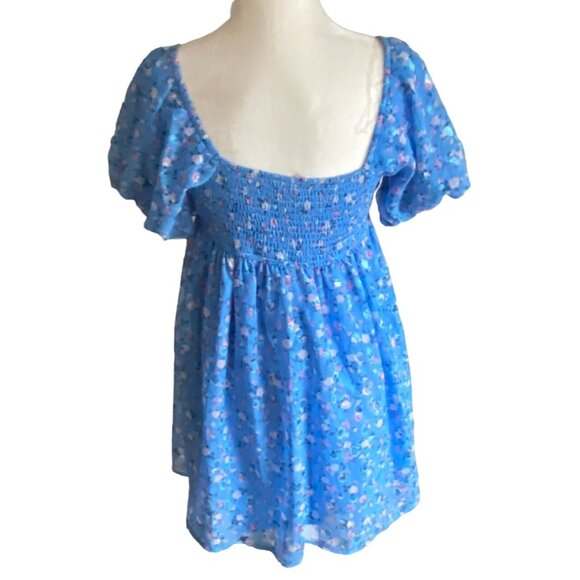 Boutique Womens Floral Square Neck Sundress-Blue-Size M-GUC - Picture 4 of 6